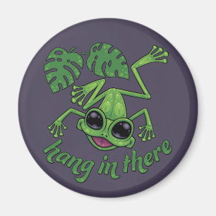 Hang in There Happy Green Tree Frog Magnet