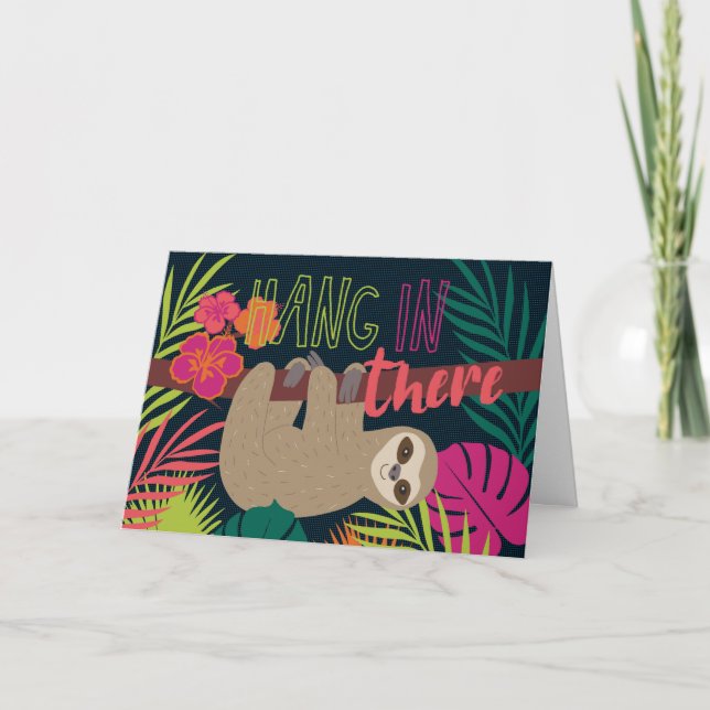 Hang in There Niedlich Sloth Get Well ermutigen Karte (Vorderseite)