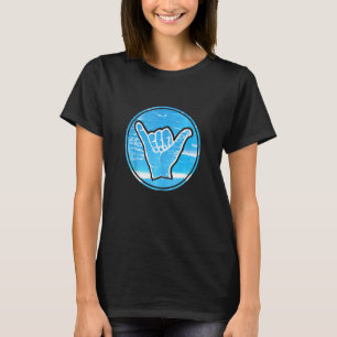 Hang Loose Hand Shaka Aloha Surf mit Meeresrücken T-Shirt