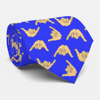 Hang Loose Shaka Hawaiian thème cravate en bleu fo