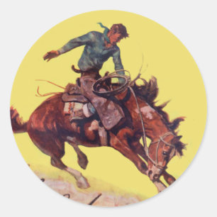 Hang on Cowboy Runder Aufkleber