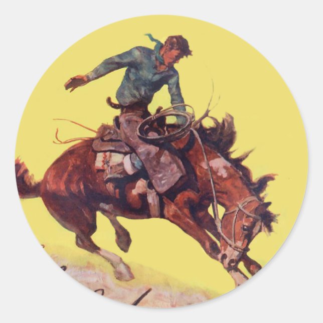 Hang on Cowboy Runder Aufkleber (Vorderseite)
