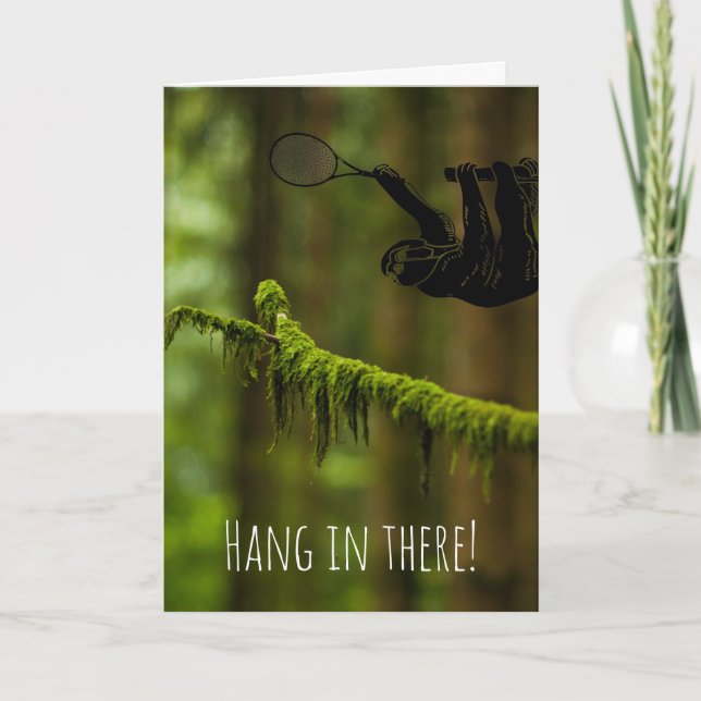 Hang rein! Sloth Tennis Player im Regenwald Karte (Vorderseite)