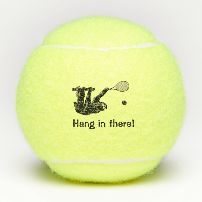 Hang rein! Sloth Tennis Player Tennisbälle (Vorderseite)