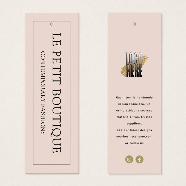 Hang-Tag des modernen Blush Closing Store (Vorne & Hinten)