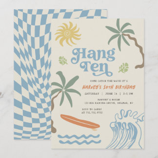 Hang Ten Retro Surf 10. Geburtstag Einladung