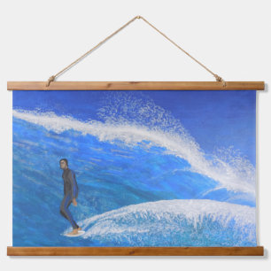 Hang zehn wandteppich mit holzrahmen