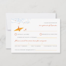 Hangami Origami Orange Paper Cranes Asiatische Hoc RSVP Karte