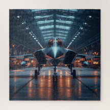 Hangar Jet in Dusk - Aviation Puzzle
