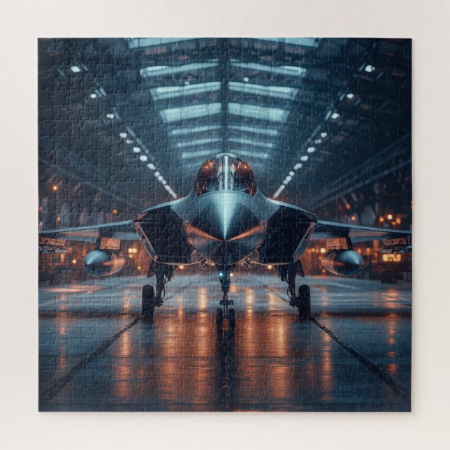 Hangar Jet in Dusk - Aviation Puzzle (Vertikal)