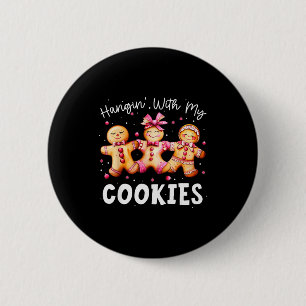 Hänge mit meinen Keksen Lebkuchen Frauen Weihnacht Button