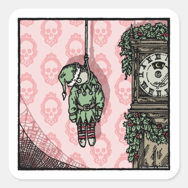 Hanged Elf Doll - Pop Goth Holiday Quadratischer Aufkleber (Vorderseite)