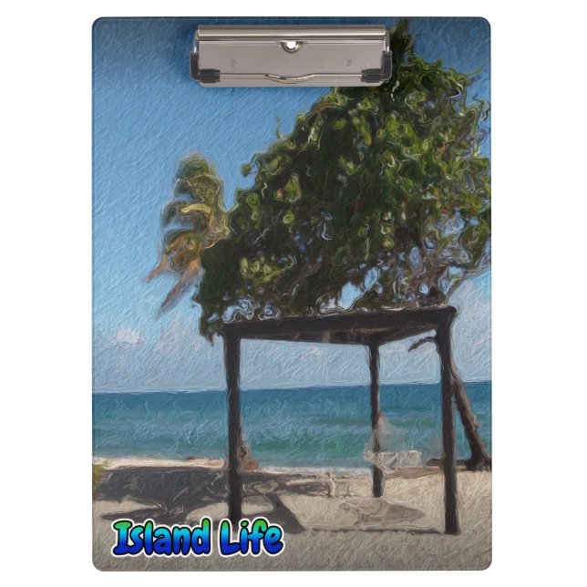 Hängematte am Strand Klemmbrett (Vorderseite)