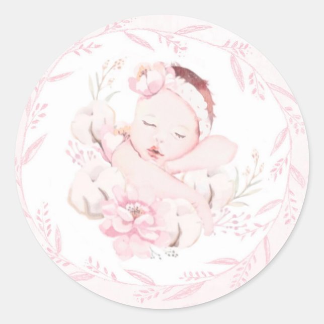 Hängematte für Neugeborene Rosa Babydusche Runder Aufkleber (Vorderseite)