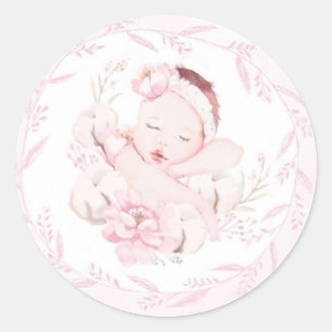 Hängematte für Neugeborene Rosa Babydusche Runder Aufkleber