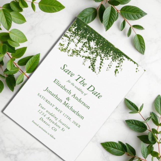 Hängende Efeu-Grün-Hochzeit Save The Date (Von Creator hochgeladen)