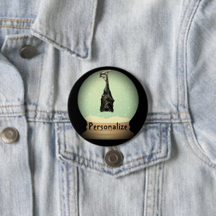Hängende Fledermaus-Schneekugel schwarz vintage go Button