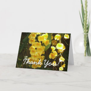 Hängende gelbe Orchideen tropische Blumen Dankeskarte