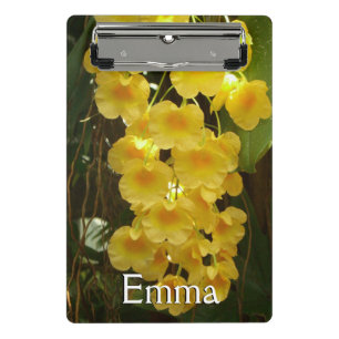 Hängende gelbe Orchideen tropische Blumen Mini Klemmbrett