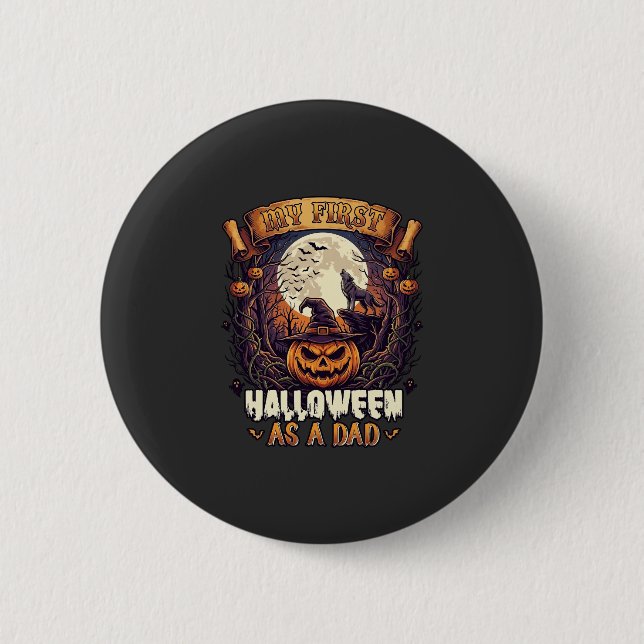 Hängende Hexen Halloween Fliegende Hexe Verhextes  Button (Vorderseite)