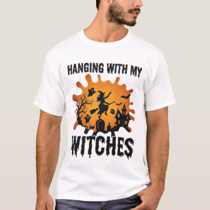 Hängende Hexen Halloween Hexen Besen Verhextes Hau T-Shirt