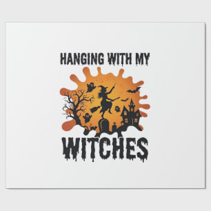 Hängende Hexen Halloween Hexenbesen Spukhaus Geschenkpapier