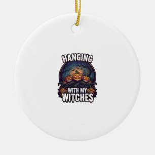 Hängende Hexen Halloween-Kürbisse Verzauberter Wal Keramik Ornament