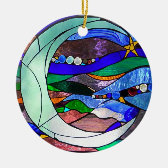 Hängende Mond-Verzierung Keramikornament (Vorne)