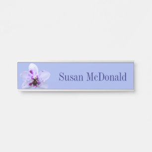 Hängende Namensschild-blaue rosa Indigo-Orchidee Türschild