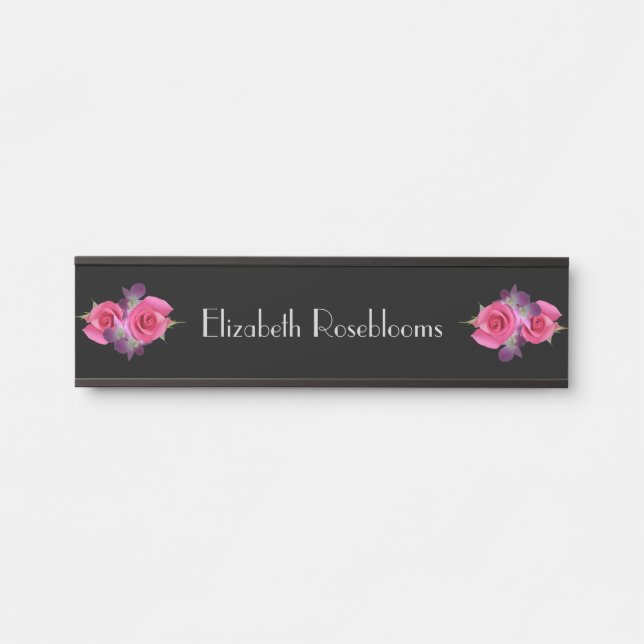 Hängende NamensTeller-rosa Rosen-Orchideen Türschild (Vorderseite )