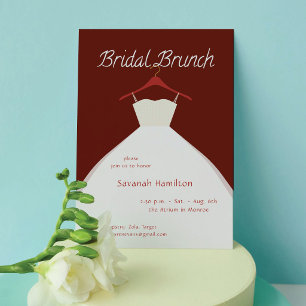 Hängendes Hochzeitskleid Cabernet Braut Brunch Einladung