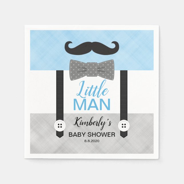 Hängevorrichtung Bogen Krawatte Baby Blue Gray Bab Serviette (Vorderseite)