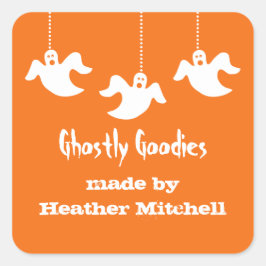 Hanggeister Halloween Backkleber, Orange Quadratischer Aufkleber