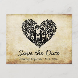 Hangherz Tree Vintage Hochzeit Save the Date Ankündigungspostkarte