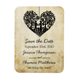 Hangherz Tree Vintage Hochzeit Save the Date Magnet
