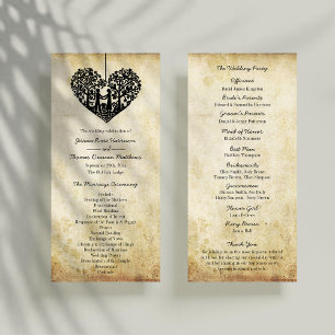 Hangherz Tree Vintage Hochzeitsprogramm Werbekarte