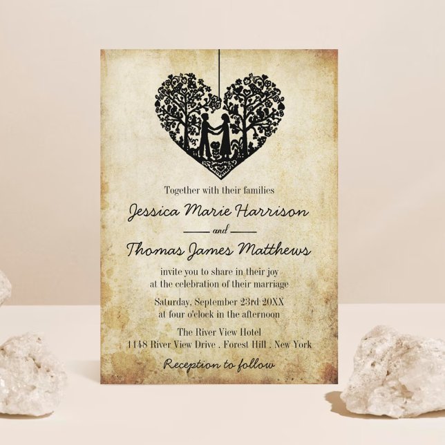 Hangherz Tree Vintage Wedding Collection Einladung (Von Creator hochgeladen)