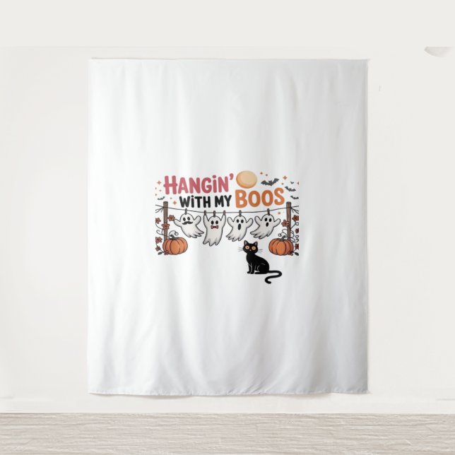 Hangin mit meinem Boos-Geist, der den schwarzen Ka Wandteppich (Vorderseite)