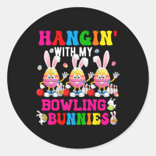 Hangin' mit meinem Bowling Bunnies drei Niedliche Runder Aufkleber