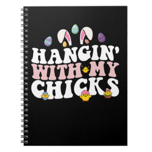 Hangin' mit meinen Chicks Ostern Bunny Groovy Retr Notizblock