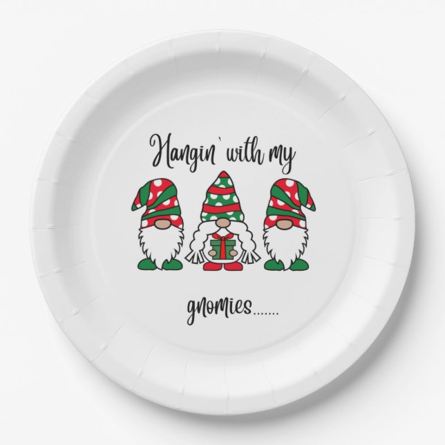 Hangin mit meinen Gnomies Weihnachten Pappteller (Vorderseite)