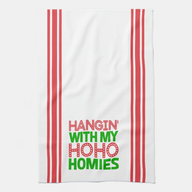 Hangin mit meinen Heimen Rot und Grün Weihnachten Geschirrtuch (Vertikal)