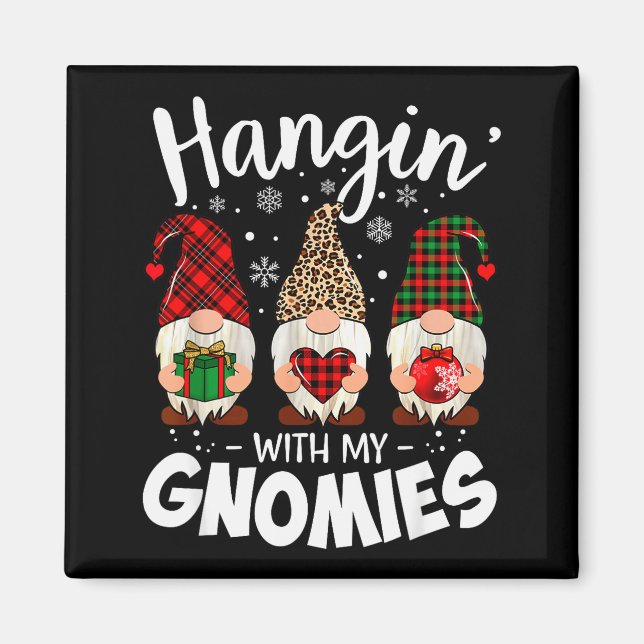 Hangin With My Gnomie Leopard Women Christmas Gnom Magnet (Vorne)
