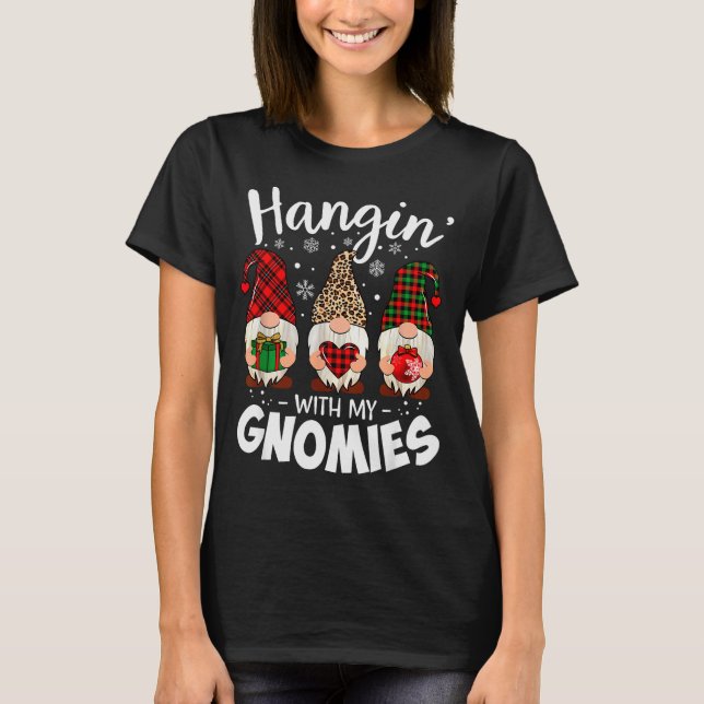 Hangin With My Gnomie Leopard Women Christmas Gnom T-Shirt (Vorderseite)