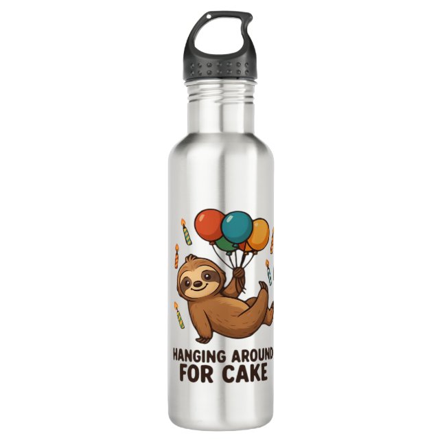 Hanging Around For Cake Birthday Balloon Sloth , C Edelstahlflasche (Vorderseite)