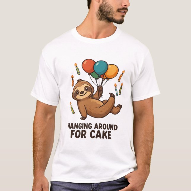 Hanging Around For Cake Birthday Balloon Sloth , C T-Shirt (Vorderseite)
