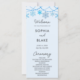 Hanging Blue Snowflakes Blue Wedding Program