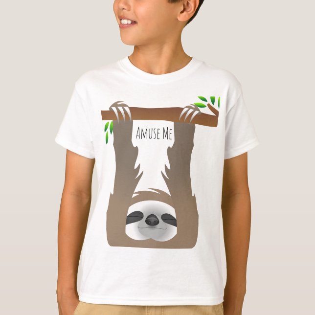 Hanging Brown Sleeping Sloth Amuse Me T-Shirt (Vorderseite)