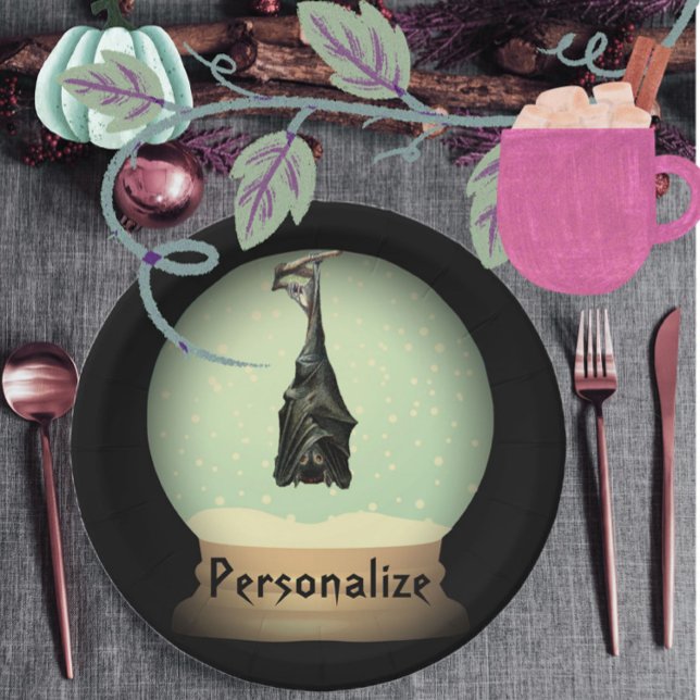 Hanging Fledermaus Schneeflobe schwarz Vintager go Pappteller (Von Creator hochgeladen)