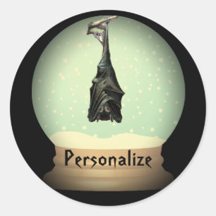 Hanging Fledermaus Schneeflobe schwarz Vintager go Runder Aufkleber